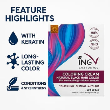 ING-V Hair Colour - 100% Allergy Free - 1000ml