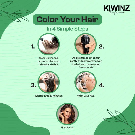 Kiwinz Hair Color Shampoo Natural Black 200ml Argan Oil Extract