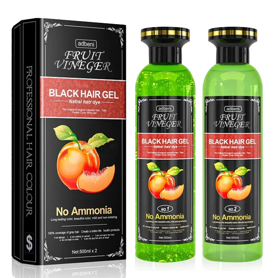 Natural Fruit Vineger Black Gel Hair Color | Natural Hair Dye for Men & Women | No Ammonia & No PPD, Long-Lasting, Gentle on Scalp | 100% Gray Hair Coverage