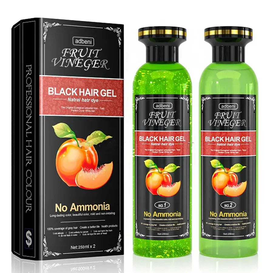 Natural Fruit Vineger Black Gel Hair Color | Natural Hair Dye for Men & Women | No Ammonia & No PPD, Long-Lasting, Gentle on Scalp | 100% Gray Hair Coverage